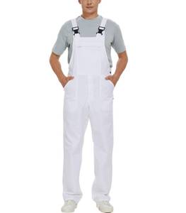 lot 7603 image: WORK IDEA Mens Bib Overalls Workwear Fashion Lightweight Jumpsuit with Pockets, White, L