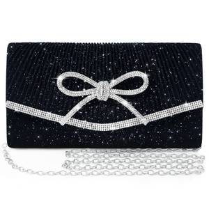 lot 7611 image: Nexellent Evening Bag Clutch Purses for Women,Sparkly Bow Handbags Crossbody Bag Wedding Bag Glitter Rhinestone Party Prom Purse (Black)