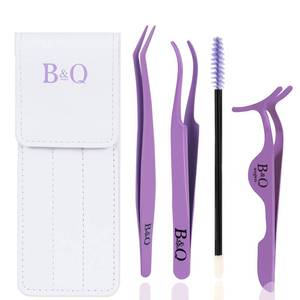lot 7624 image: B&ampQ Eyelash Applicator Tool 3 PCS Lash Applicator Tool Kit Lash Tweezers for Eyelash Extensions Application Tool and Removal Purple,3 PCS