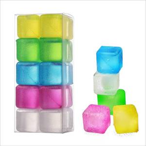 lot 7626 image: Reusable Ice Cube for Drinks - Multi-Color Plastic Ice Cubes to Keep Drinks Cool Longer (20 Packs)