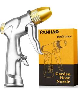 lot 7643 image: FANHAO Upgraded Garden Hose Nozzle Sprayer, 100% Heavy Duty Metal Handheld Water Nozzle High Pressure in 4 Spraying Modes for Watering Plants and Lawn, Car Washing, Patio and Pet
