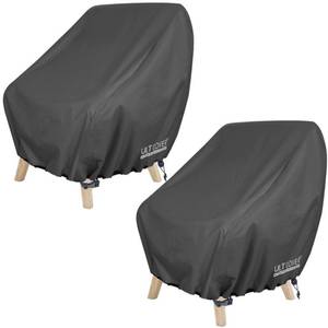 lot 7653 image: ULTCOVER Waterproof Patio Chair Cover 2 Pack Outdoor Lounge Deep Seat Single Lawn Chair Cover Fits Up to 35W x 35D x 34H inches, Black