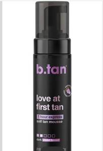 lot 7659 image: b.tan Violet Base Self Tanner Mousse  Love At First Tan - Best, 1 Hour Express Sunless Tanning Foam, Cancels Orange Tones, Dark Bronzing Glow, No Fake Tan Smell, Face & Body, 6.7 Fl Oz