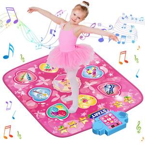lot 7662 image: LZFYMXOK Dance Mat for Kids 3-12 �� 9-Button Electronic Music Playmat with 3 Game Modes, 8 Challenge Levels & LED Score Display, Anti-Slip Foldable Dancing Pad, Pink Gifts for Girls