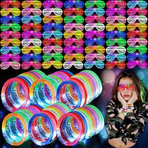 lot 7664 image: UZLU 80 Pcs Glow in the Dark Party Supplies with Light up Glasses LED Bracelets 10 Neon Colors Glow Stick Bracelet Flashing Glasses for Kids Adult Rave Birthday Halloween Christmas Party Toys Favors