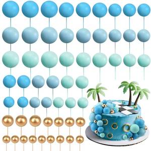 lot 7671 image: 108 Pcs Graduation Balls Cake Topper DIY Cupcake Insert Foam Balloons for Cake Baking Wedding Anniversary Birthday Decoration(Blue Gold,Multi Sizes)