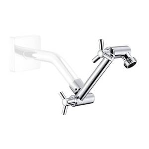 lot 7684 image: Brass 5 Inch Shower Head Extension Arm for Rain and Handheld Shower Head, Height & Angle Adjustable, Compatible with G12 Universal Connector