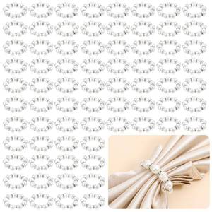 lot 7686 image: 72Pcs Pearl Napkin Rings Imitation Pearl Ring Napkin Holder Delicate Silver Beaded Serviette Buckles for Wedding Christmas Dinner Banquet Decor Party Table Settings