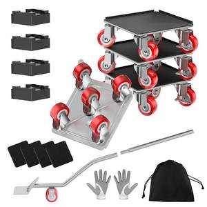 lot 7690 image: LOYAL TIGER 1500LBS Heavy Duty Furniture Dolly Movers Set with Lifter, 5-Wheel Carbon Steel Moving Rollers with Locking Casters for Refrigerator, Washer, Sofa & Cabinet(5.4 Inch, Silvery)