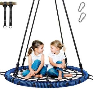 lot 691 image: Trekassy 750lbs 40 Spider Web Saucer Tree Swing for Kids Adults, Outdoor Net Swing with Steel Frame and 2 Hanging Straps-Blue (Patented)