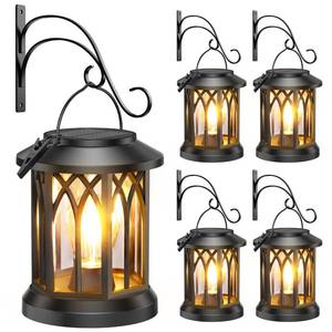lot 7694 image: Solar Lanterns Outdoor Waterproof 4 Pack, Upgraded Solar Lantern Outdoor Lights with Wall Mount Kit, Hanging Solar Lights for Outside Decorative Patio Yard Path Porch Garden Decor
