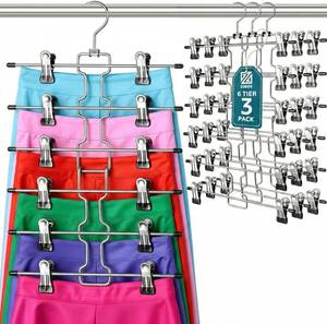 lot 8 image: $19 ZOBER 3-Pack 6-Tier Skirt Hangers with Clips -