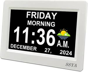 lot 19 image: $30 SSYA Digital Calendar Alarm Clock for Seniors