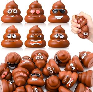 lot 37 image: $20 Meooeck 24 Pack Poop Stress Ball Toys 2-Inch Fake Poop Figures Brown