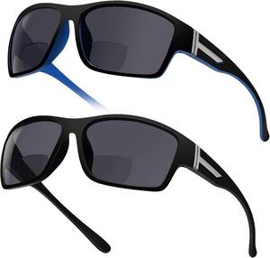 lot 45 image: $20 2-Pack Bifocal Sunglasses for Men with Built-in Readers, TR90 Frame, UV400