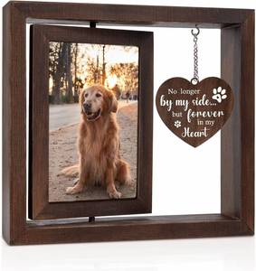 lot 58 image: Jigfoxy Rotating Wooden Picture Frame, 4x6 Dog Pet Memorial Gift