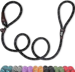 lot 71 image: TwoEar 6FT Slip Lead Dog Leash Reflective Rope No-Pull (38, Black)