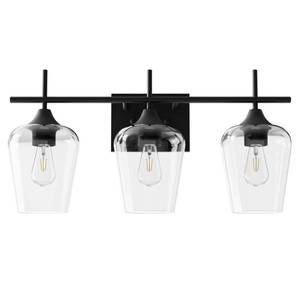 lot 8339 image: VONLUCE Bathroom Vanity Light, 3 Light Bathroom Light Fixture Over Mirror, Bathroom Wall Lamp with Clear Glass, Modern Black Vanity Lighting fixtures for Bathroom, Bedroom, Hallway