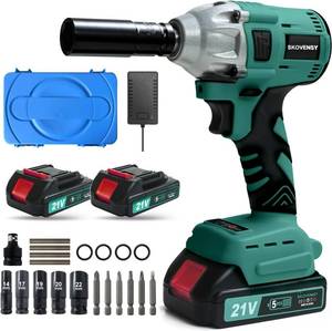 lot 8341 image: SKOVENSY Cordless Impact Wrench, 12 Impact Gun, 2 Batteries, Pistola de Impacto, with 5 Sockets, Electric Impact Driver for Car Tires and Home DYL