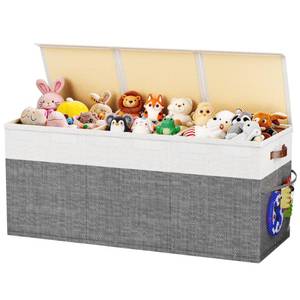 lot 8350 image: Dayacoco Extra Large Toy Box Chest with Lids, Collapsible Sturdy Kids Toy Storage Organizer Boxes for Boys Girls, Collapsible Sturdy Toys Chest Storage Organizer Bin Basket,40X14X16, Gray & White