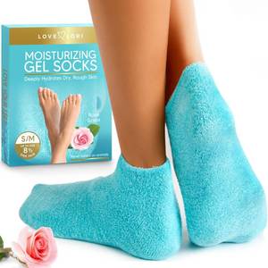 lot 8352 image: Moisturizing Socks (Up to Size 8.5) - Gifts for Women Her Wife - Infused with Vitamin E & JoJoba Oil - Gel Silicone Aloe Foot Care Socks - Spa Self Care Gift