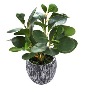 lot 8354 image: AlphaAcc Artificial Plants Real Looking and Touching Fake Plant Evergreen Plastic Fiddle Leaf Fig Plant with Rustic Black Cement Planter for Housewarming Office Desk Decor