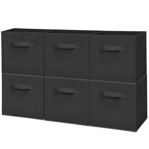 lot 8365 image: Easi Storage Cubes, 11 Inch Fabric Storage Bins, Set of 6, Foldable Collapsible Cube Organizer with Handles, Closet Shelves Office Nursery Storage, Cubby Storage Bins for Toys Clothes Books, Black