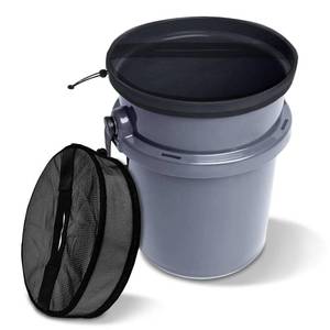 lot 8370 image: OGNWFUNK 5 Gallon Bucket Lid Compatible with Yeti Upgraded Mesh Closure Cover with Secure Drawstring Finish, Converted Boat Trash Can &amp Bait Bucket Lid for Fishing, Boating, and Camping (1)