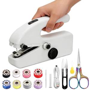 lot 8398 image: Hand Held Sewing Machine for Adults & Beginners, with a 15 PCS Basic Sewing Kit, Portable Mini Hand Sewing Machine, Dual Power (ACDC) for Quick Repairs, DIY Projects on Clothes, Jeans, Home & Travel