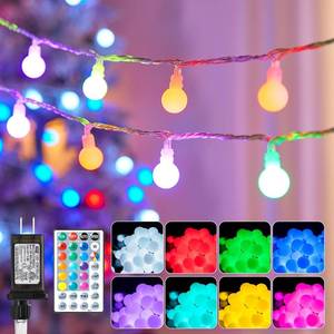 lot 8400 image: Minetom Color Changing Globe String Lights, 33 Feet 100 Led Fairy Lights Plug in with Timer Remote, Christmas Lights for Camping Dorm Party Wedding Indoor Outdoor Decoration (16Color  Multicolor)