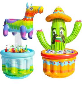 lot 8402 image: 47.5 Drink Cooler for Parties, 2 Pack Inflatable Cactus Ice Bucket for BBQ,