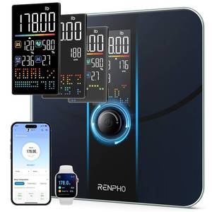 lot 8445 image: RENPHO Smart Scale for Body Weight, Body Fat Scale for BMI, Body Fat, Muscle Mass, High Accurate Bathroom Scale with Large VA Dispaly, 18 Body Composition, 400lb, ELIS 3X