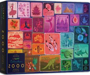 lot 8449 image: Elena Essex 2000 Piece Puzzle - Stamp Collection, 2000 Piece Puzzle for Adults, Puzzles for Adults, Colorful Rainbow Gradient, Size 39x30 inches