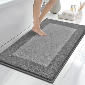 lot 8461 image: anllugs Bathroom Rugs 30 x 46, Non-Slip Extra Soft Absorbent Bath Rugs, Machine Washable Quick Dry Bath Mats for Bathroom Floor, Shower, Bathtub and Sink, Grey & Dark Grey