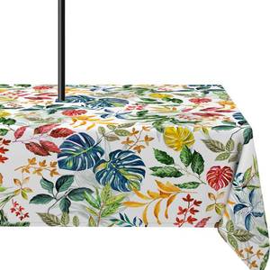 lot 8466 image: Yighty Outdoor Tablecloth with Umbrella Hole 60x84inch,Spring Summer Palm Leaf Outdoor Zipper Tablecloth,Waterproof and Wrinkle-Free Washable Rectangular Tablecloth for Picnics,Party,Camping and BBQ
