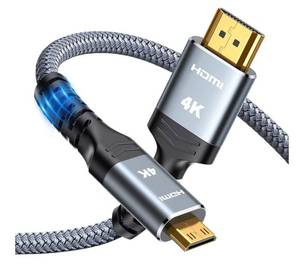 lot 8480 image: Highwings Mini HDMI to HDMI Cable 3.3FT, (4K 60Hz) High Speed HDMI to Mini HDMI Male Bi-Directional 2.0 Cord, for HDTV, Tablet, Camera and Camcorder Aluminum Shell, Nylon Braided