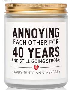 lot 8484 image: 40th Wedding Anniversary Marriage Gifts, 40th Anniversary Candle - Lavender Scent, 40 Years