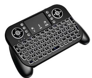 lot 8487 image: Mini Wireless Keyboard with Touchpad, Bluetooth  2.4GHz RF Remote Control, 7-Color Backlit Rechargeable Keyboard for Smart TV, Android TV Box, Fire Stick, PC, Laptop, HTPC, Raspberry Pi & Tablet