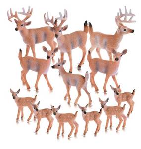 lot 8488 image: 12 Pieces Deer Figurines Toy Realistic Deer Family Figurines Forest Animals