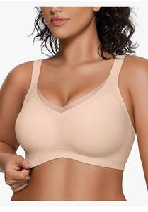 lot 8515 image: OEAK Womens Wireless Jelly Bras V Mesh Comfortable Bralette Supportive Tshirt Bra No Underwire Seamless Push Up Everyday Bras