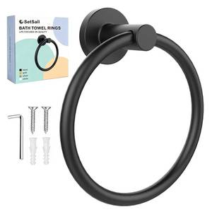 lot 8532 image: SetSail Towel Holder for Bathroom Wall Matte Black Towel Ring Stainless Steel Hand Towel Holder Heavy Duty Towel Hanger for Bath, Kitchen