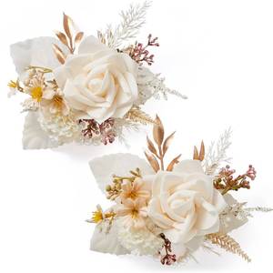 lot 8537 image: Serwalin 2 Pcs Wrist Corsage, 6-7 Inch Champagne Corsage for Wedding, Bridesmaid Mother Grandmother, Artificial Flowers for Prom Ceremony Anniversary