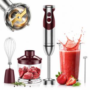 lot 8553 image: MegaWise 5-in-1 Immersion Hand Blender, Titanium Reinforced Blades (80% Sharper), 12-Speed Powerful Stick Blender with 500ml Chopper, 600ml Beaker, Whisk & Milk Frother for Smoothies, Baby Food & Soup