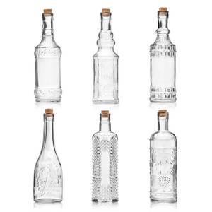 lot 8565 image: BULK PARADISE Assorted Clear Glass Bottles with Corks, 6 Pack, 2.5in X 9in, 16oz