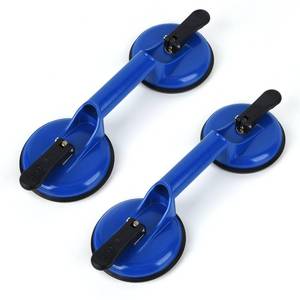 lot 8576 image: FCHO Suction Cups Heavy Duty Aluminum Vacuum Plate Handle Glass Holder Hooks to Lift Large GlassTile LifterMoving GlassPad for LiftingDent Puller (Blue,2 Pack)