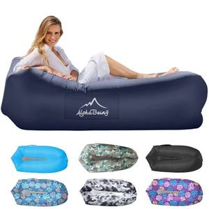 lot 8578 image: AlphaBeing Inflatable Lounger Air Sofa, Portable Inflatable Couch Mesh Hollow Air Hammock Anti Leakage Air Chair for Outdoor Camping Beach Traveling Hiking Music Festivals Backyard, Navy