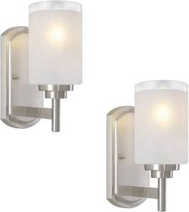 lot 8580 image: Galtlap Sconces Wall Lighting Set of Two Bathrooom Vanity Light Brushed Nickel 2 Pack Modern Wall Light Fixtures with Frosted Glass Shade for Porch Bedroom Hallway