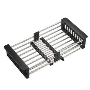 lot 8581 image: TUTEW Dish Drying Rack, Over The Sink Dish Drying Rack, Stainless Steel Drainer with Adjustable Arms Holder Functional Kitchen Sink Organizer for Vegetable and Fruit, Black