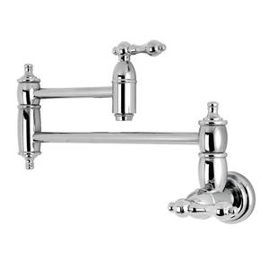 lot 8585 image: Kingston Brass KS3101AL Pot Filler, Metal Lever Handle, Polished Chrome,8-18-Inch Spout Height