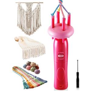 lot 8594 image: Gulfmew Portable Cord Maker & Fringe Twister, Handheld Yarn Crafting Tool for DIY Macrame & Knotting, Lightweight & Beginner-Friendly, Twisting Tassels in Seconds for Scarves(Pink)